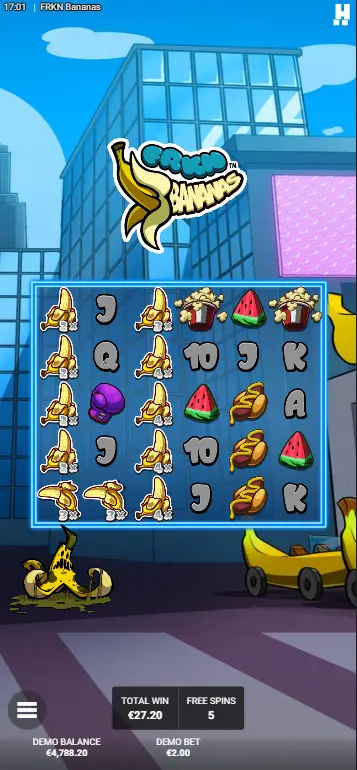 Freaking Bananas Slot nach links ausbreitende Banane expandiert zur ersten Walze